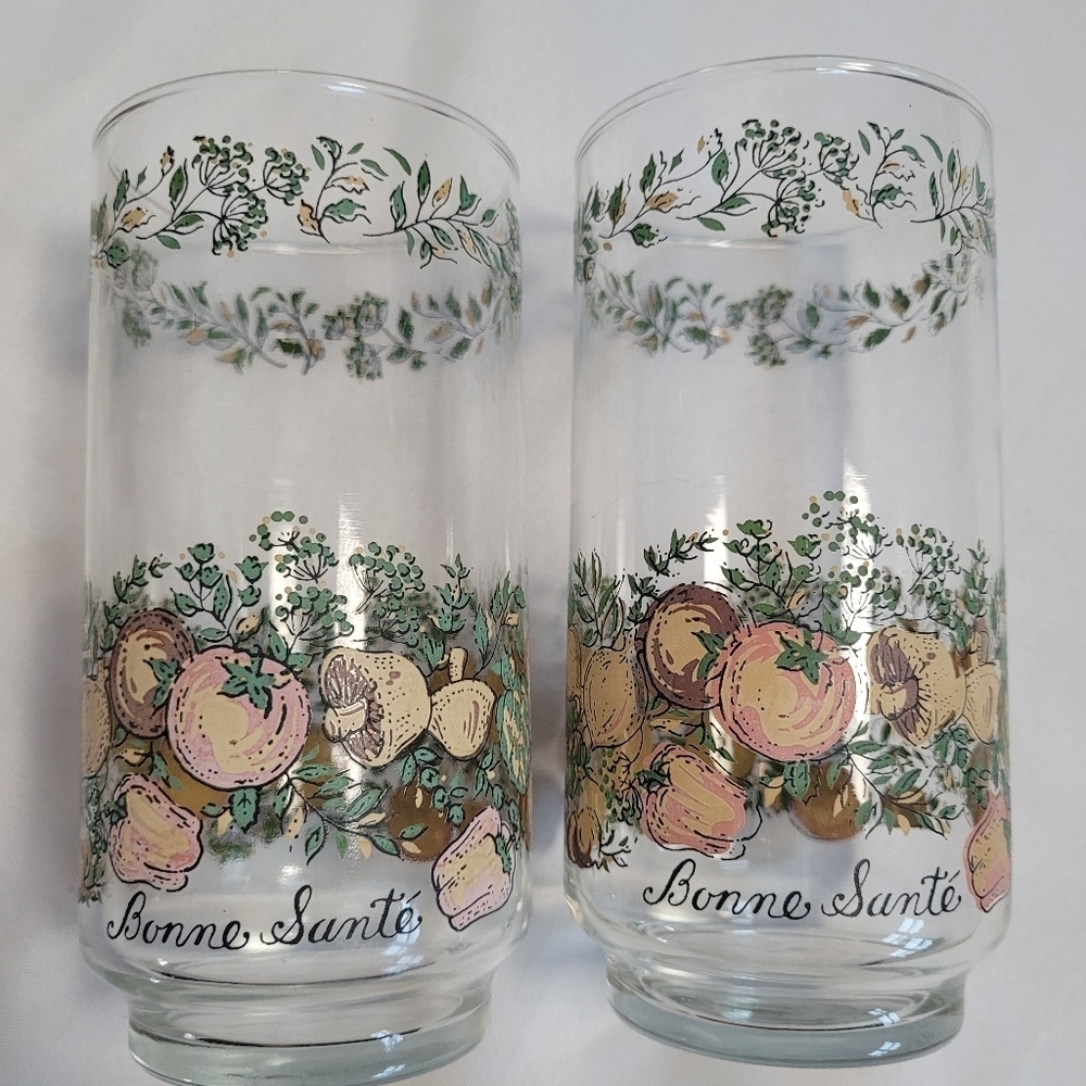 Vintage Libbey Bonne Sante Spice of Life 12oz Glasses Set of 5 - Picture 6 of 9